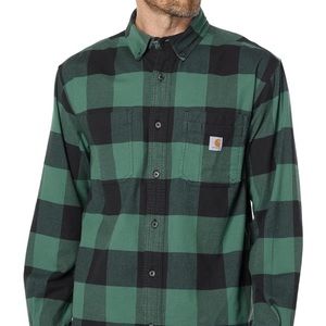 Carhartt Rugged Flex Relaxed Fit Midweight Flannel Long Sleeve Plaid Shirt Green